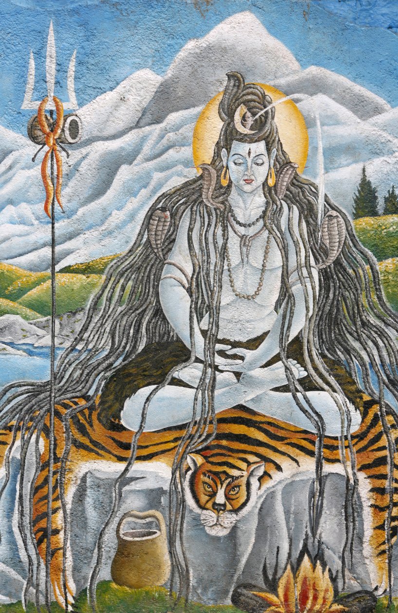 Meditoiva Shiva naja-käärmeiden kanssa Pashupatinathissa, Katmandussa, Nepalissa tekijältä Unbekannt
