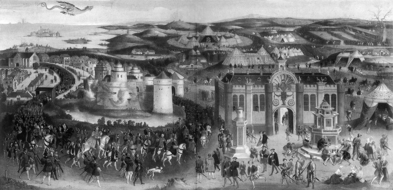 Henrik VIII:n ja Francis I:n tapaaminen kultakankaalla, 1520, 1902 tekijältä Unbekannt