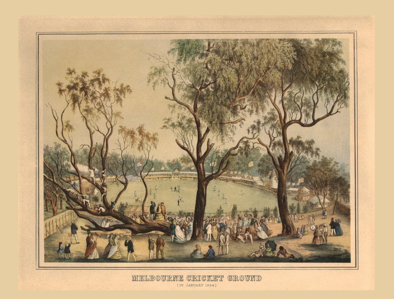 Melbournen krikettikenttä, 1. tammikuuta 1864. tekijältä Unbekannt