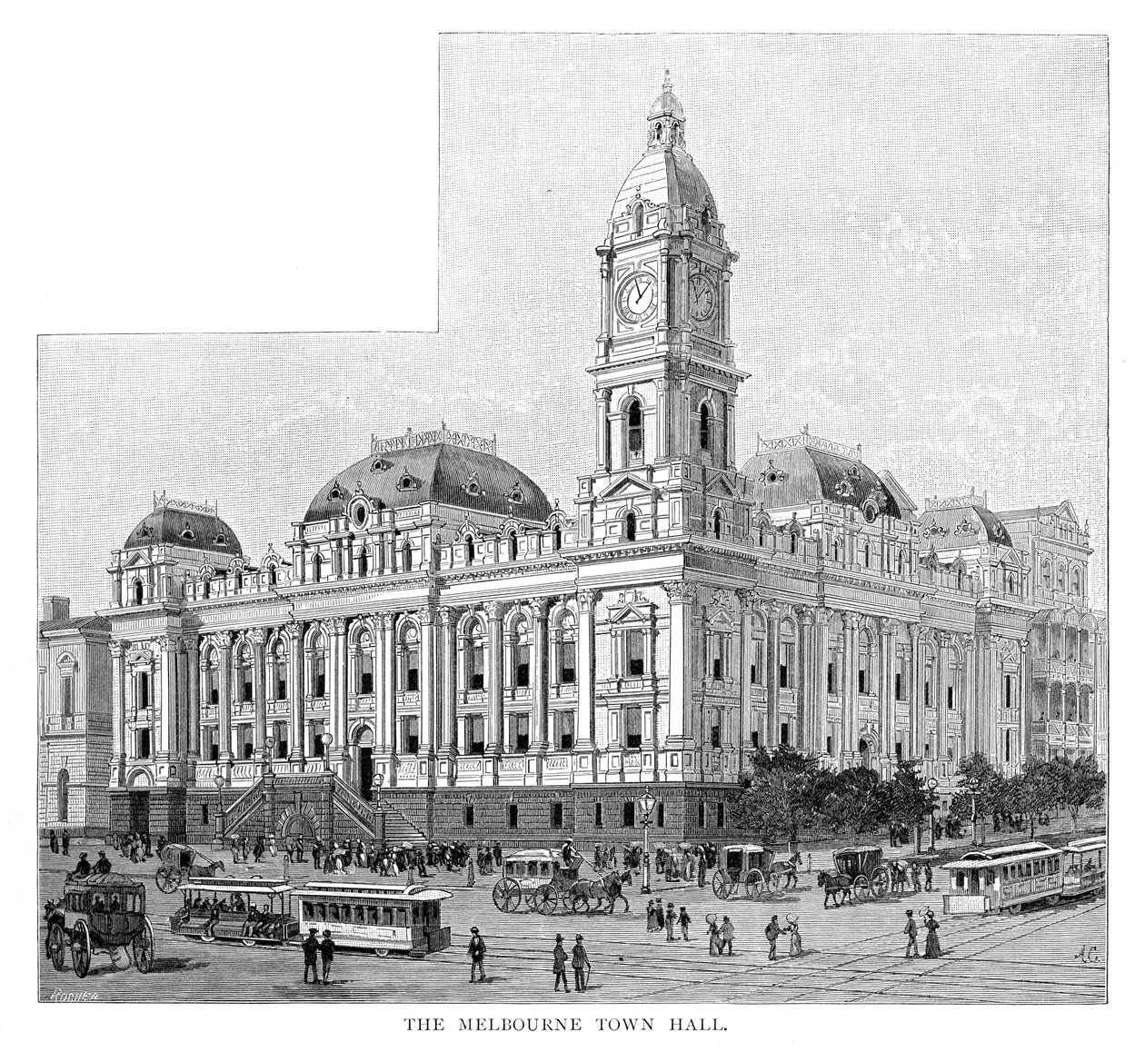 Melbournen kaupungintalo, Victoria, Australia, 1886 tekijältä Unbekannt