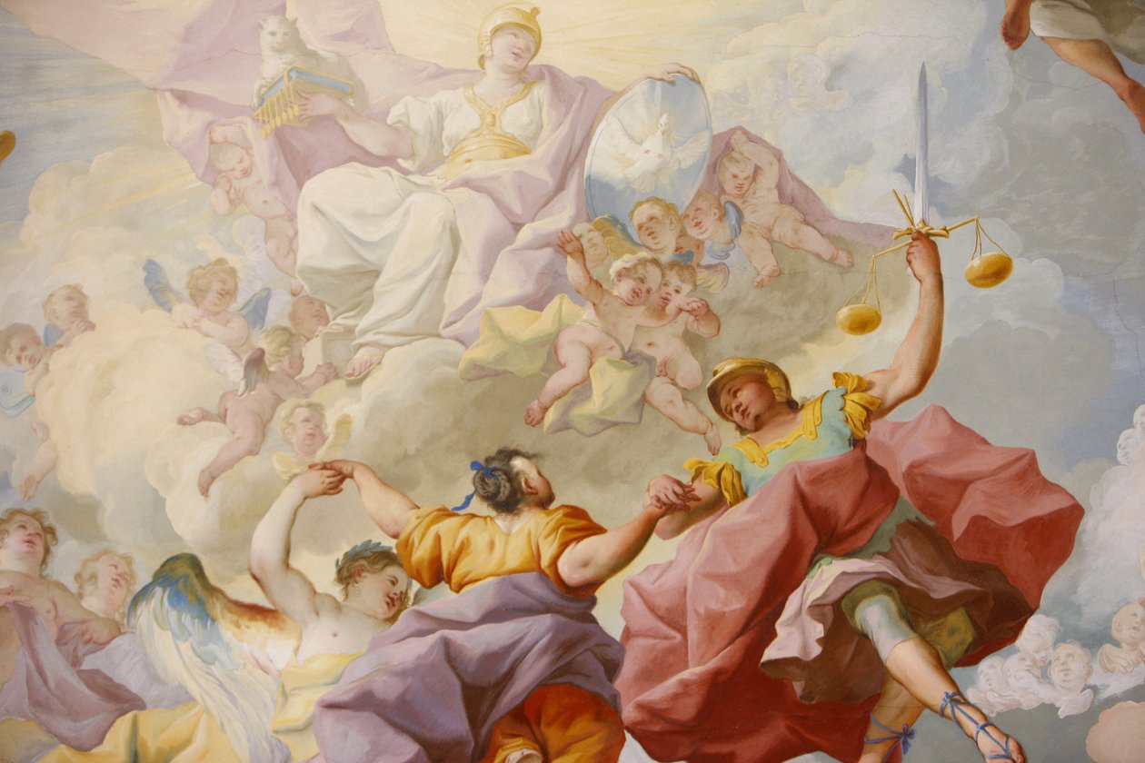 Melk Abbeyn kirjaston fresko: Paul Trogerin oikeus 1732, Melk, Itävalta tekijältä Unbekannt