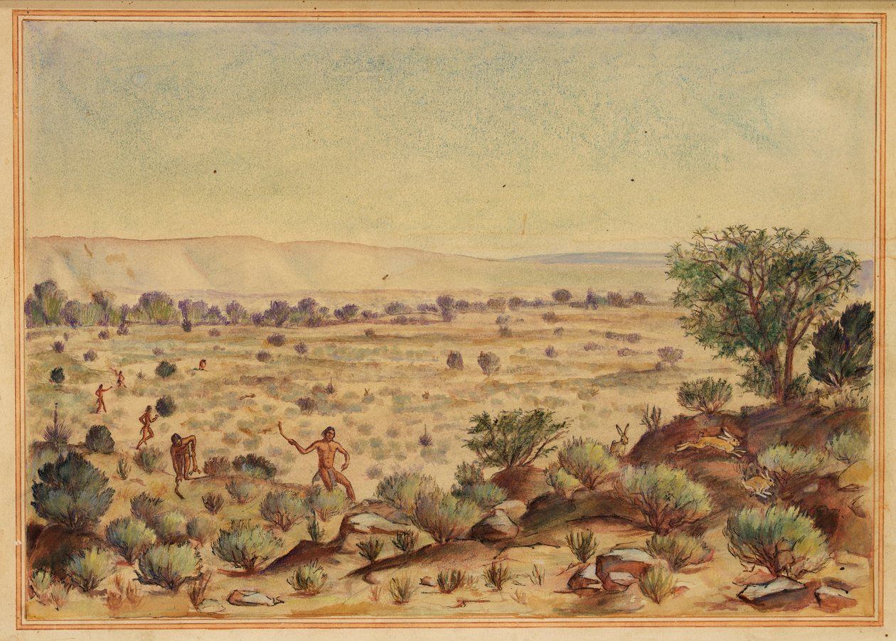 Miehet metsästävät kaneja, 1900-luku. tekijältä Unbekannt