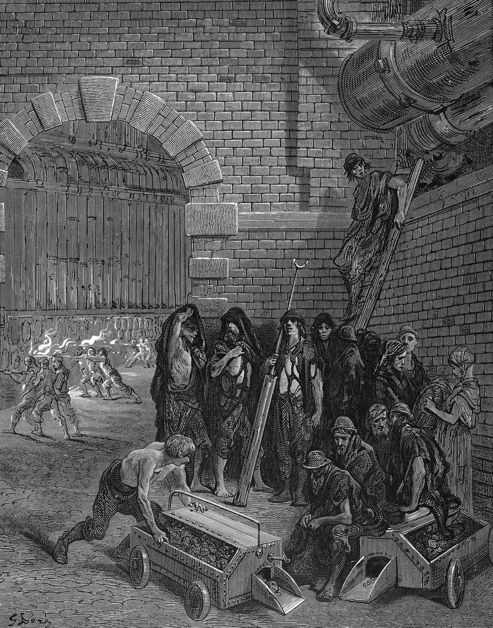 Miehet pitävät tauon retorttien syytyksestä, Lambeth Gasworks, 1872 tekijältä Unbekannt