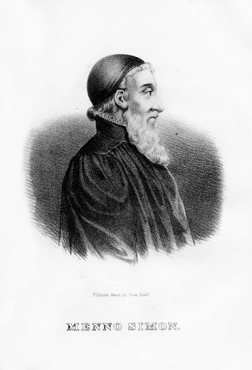 Menno Simons, hollantilainen anabaptistien uskonnollinen johtaja, 1854 tekijältä Unbekannt