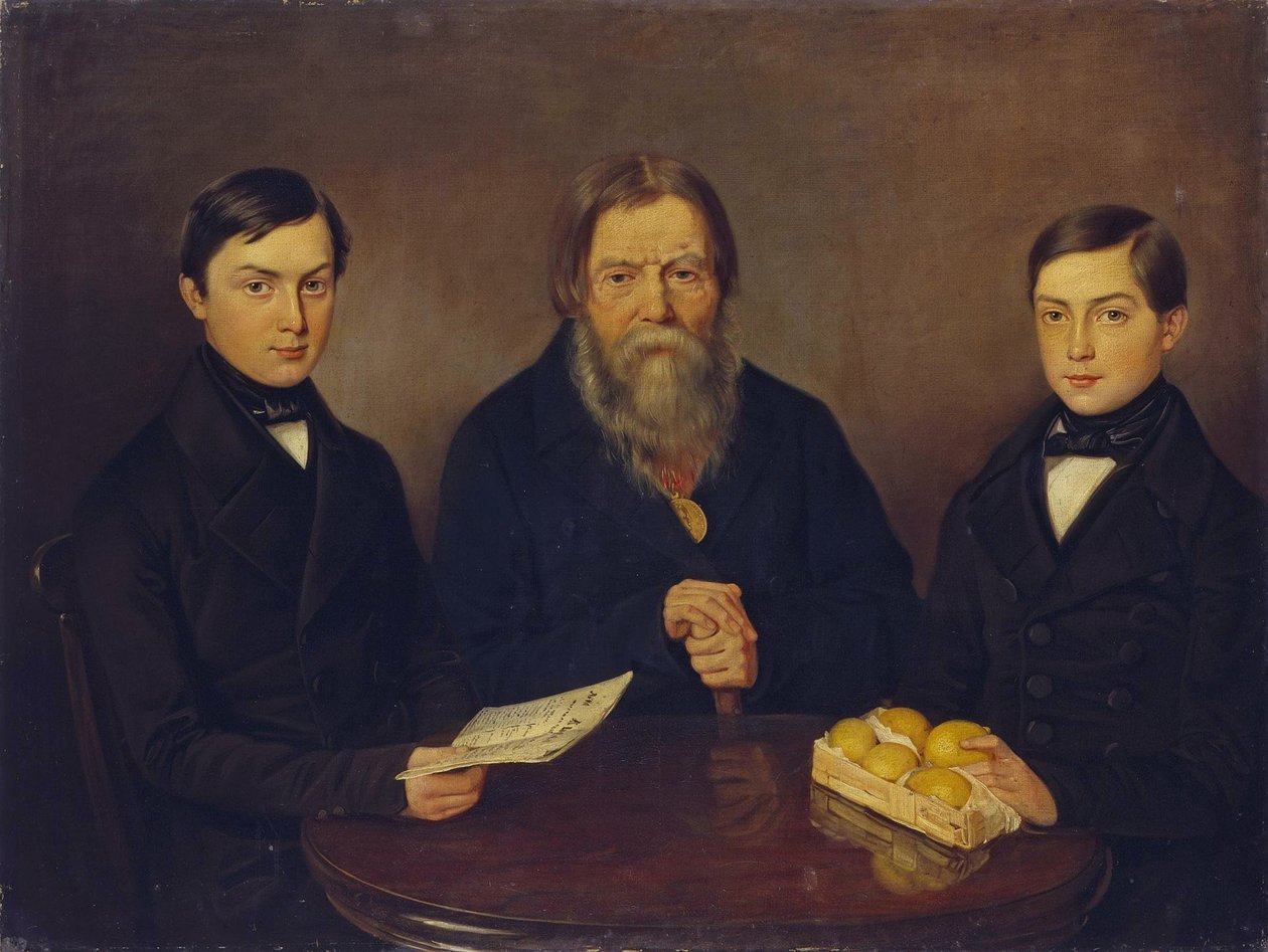 Kauppias Smurov poikien kanssa, 1840-luku tekijältä Unbekannt