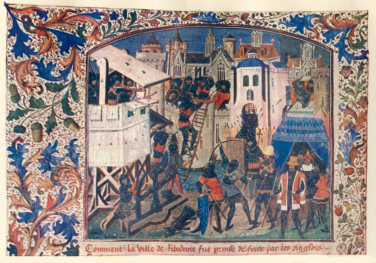 Sodankäynnin menetelmät sadan vuoden sodan aikana, c1400, c1930. tekijältä Unbekannt