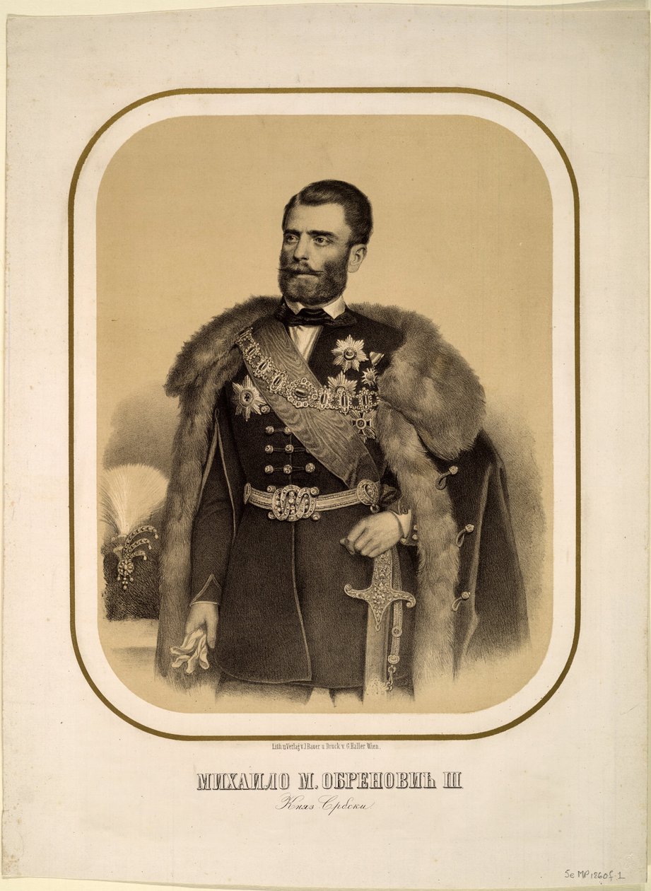 Mihailo Obrenovic III 1823-1868, Serbian prinssi, noin 1860 tekijältä Unbekannt