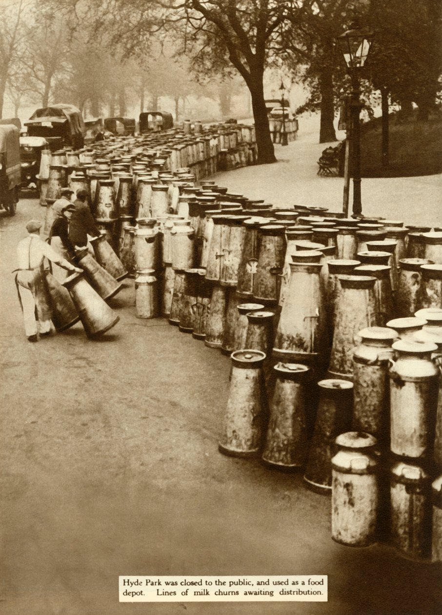 Maitopyöryt Hyde Parkissa yleislakon aikana Lontoossa, 1926, 1935. tekijältä Unbekannt