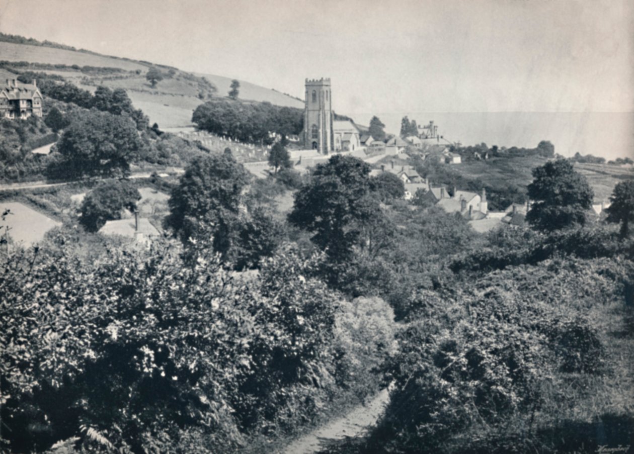 Minehead - Näkymä kylään ja kirkolle, 1895 tekijältä Unbekannt