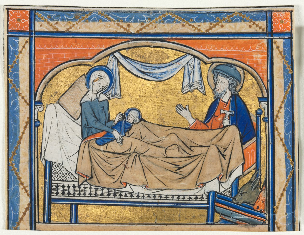 Psalterista leikattu miniatyyri: Syntymä, n. 1270. tekijältä Unbekannt