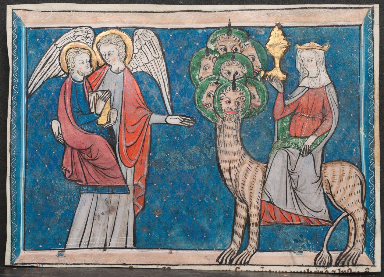 Pienoiskuva Apokalypsin käsikirjoituksesta: Nainen punaisen pedon päällä..., c. 1295. tekijältä Unbekannt