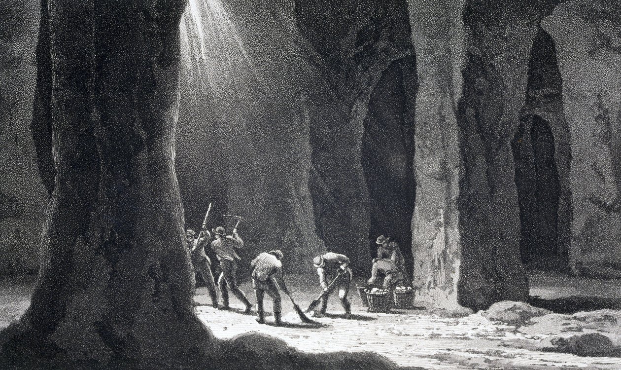 Kaivos, suola "Suolakaivoksen sisustus" tekijältä Unbekannt