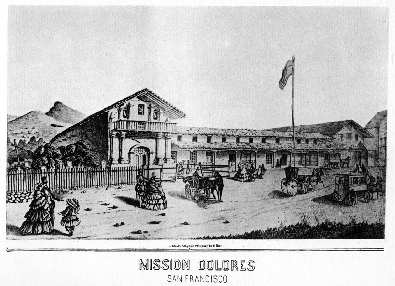 Mission Dolores, San Francisco, Kalifornia, 1800-luku 1937 tekijältä Unbekannt