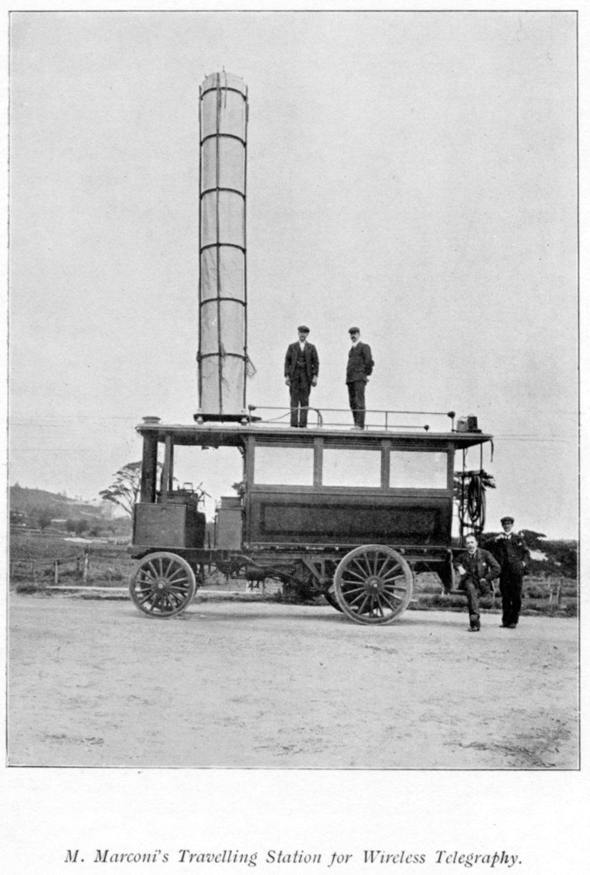 Marconin käyttämä mobiiliradioasema, 1900 tekijältä Unbekannt