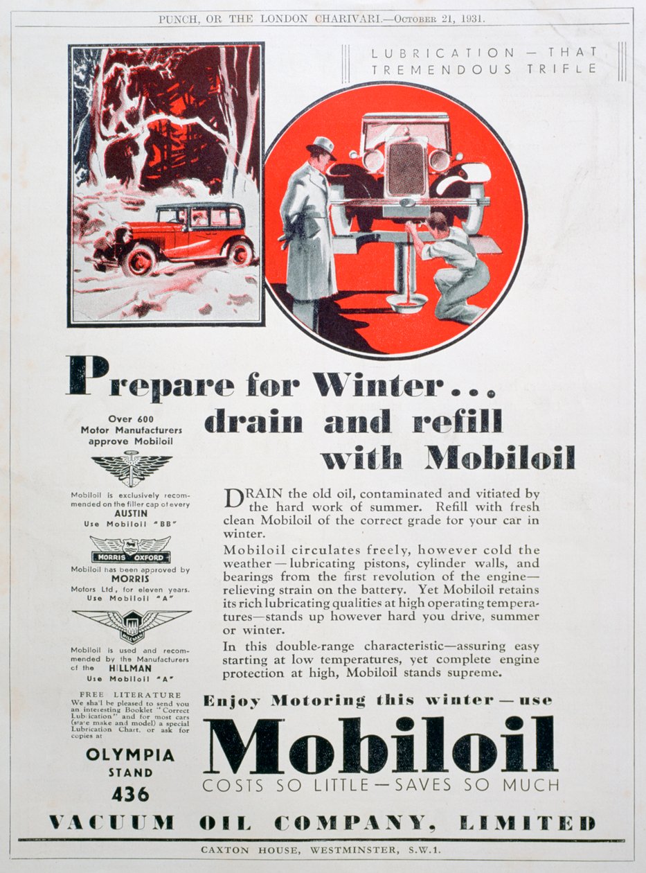 Mobiloil-moottoriöljyilmoitus, 1931 tekijältä Unbekannt