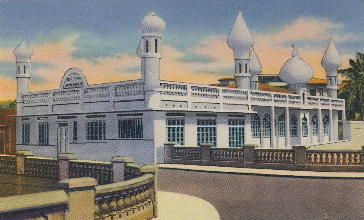 Mohammedan-moskeija, Espanjan satama, Trinidad, B.W.I., 1940-luku. tekijältä Unbekannt