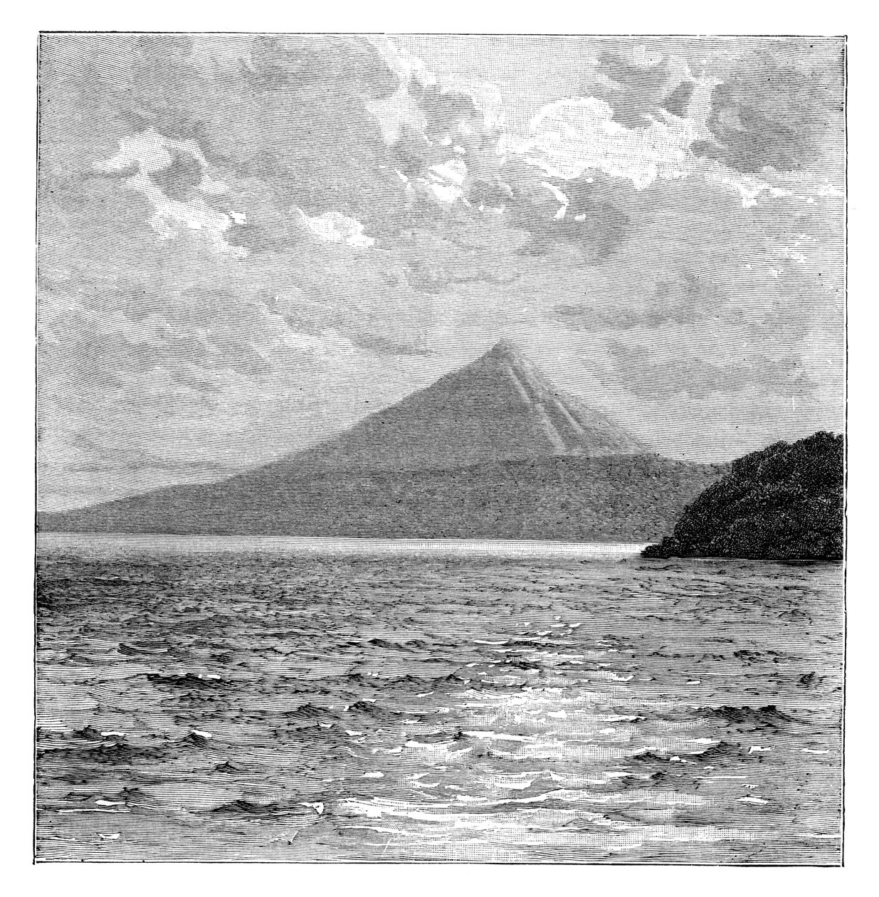 Mombacho-tulivuori ja Nicaragua-järven rannat, 1890 tekijältä Unbekannt