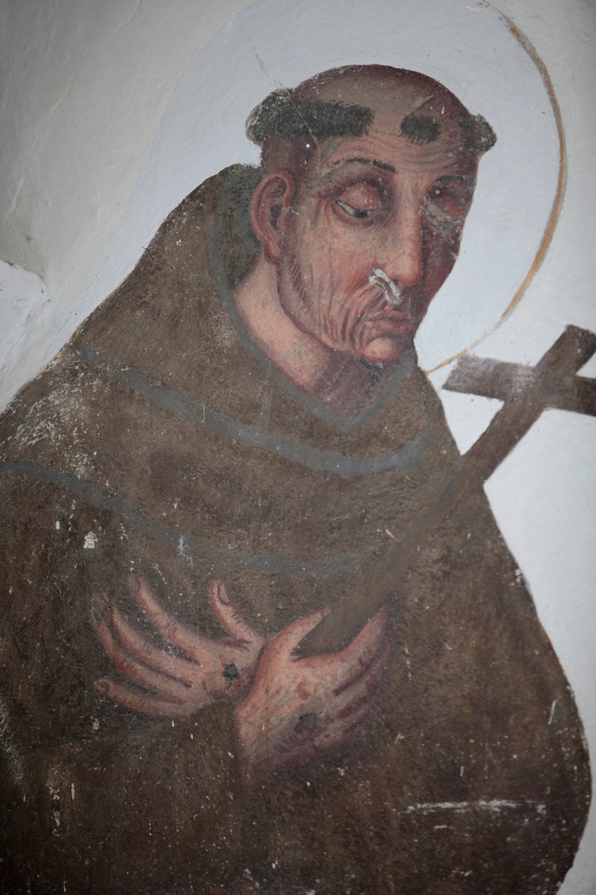 Saorgen luostari 1600-luvun maalaus, joka kuvaa Pyhää Franciscus Assisilaista, Saorge, Ranska tekijältä Unbekannt