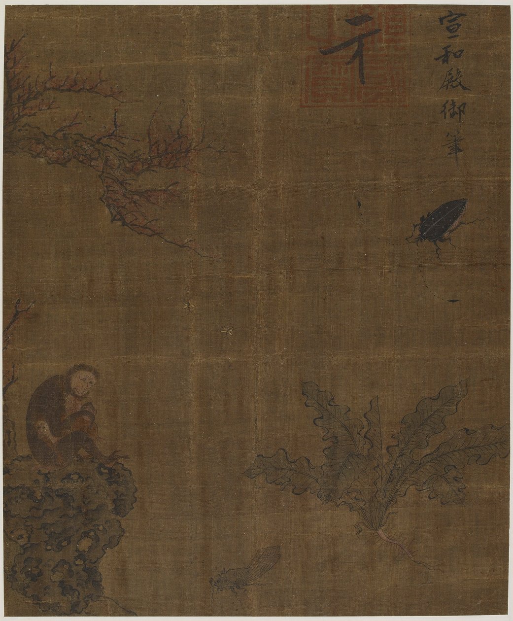 Apinat, hyönteiset ja kaali, mahdollisesti Ming-dynastia, 1368-1644. tekijältä Unbekannt