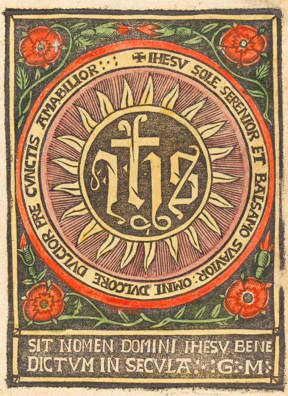 Monogrammi JHS liekeissä, n. 1500. tekijältä Unbekannt