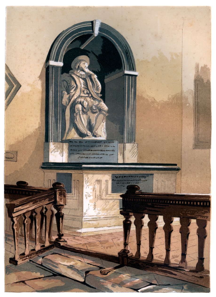 Francis Baconin muistomerkki St Michaels -kirkossa lähellä St Albansia, Hertfordshire, 1850 tekijältä Unbekannt