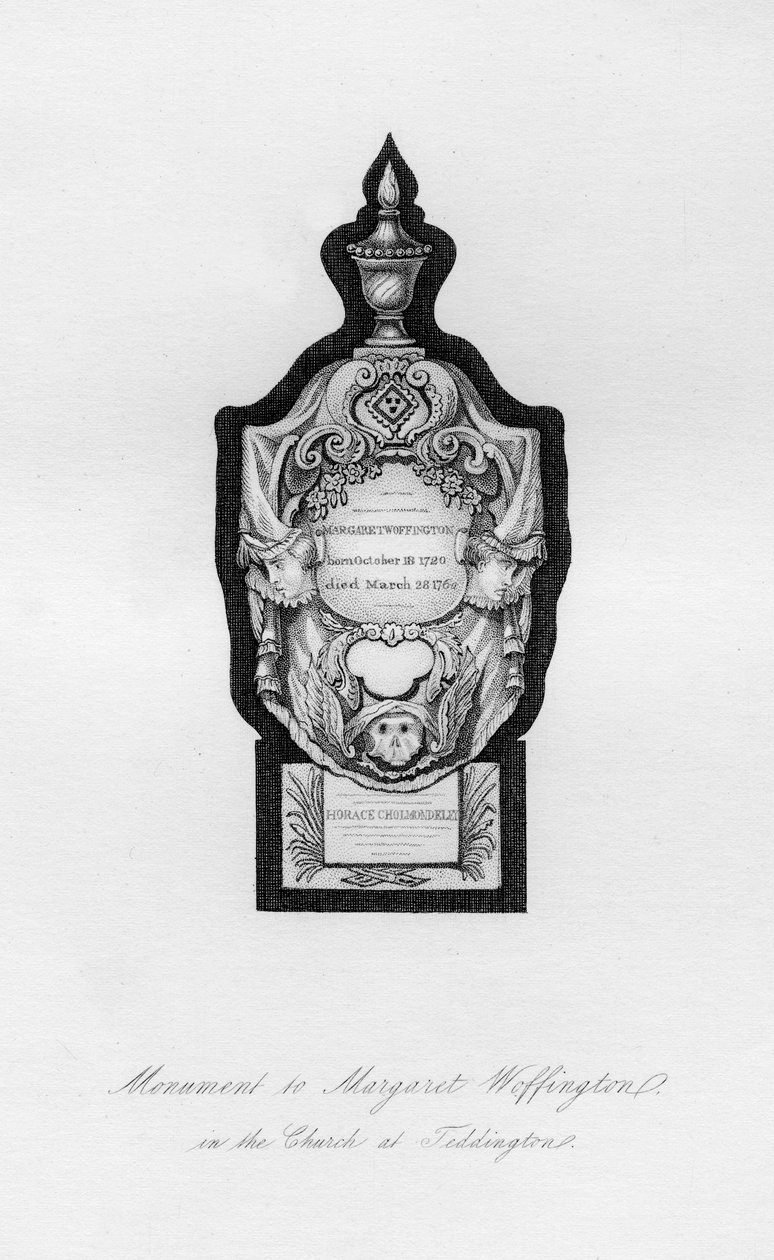 Näyttelijä Margaret Woffingtonin muistomerkki Teddingtonissa, 1700-luku, 1840 tekijältä Unbekannt