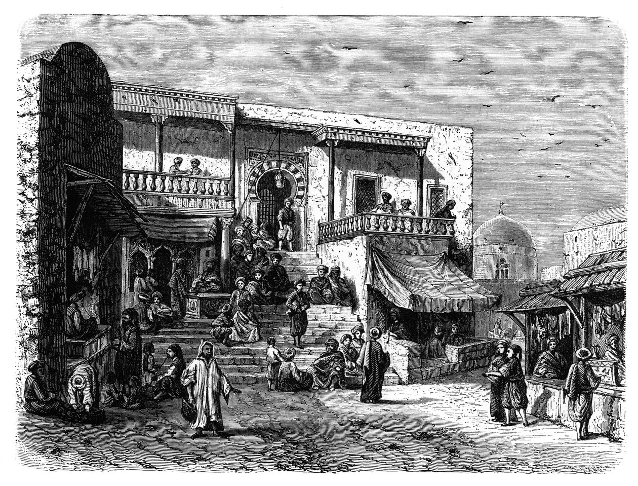 Maurilainen kahvila Sidi Bou Saidissa, Tunisissa, vuodelta 1890 tekijältä Unbekannt