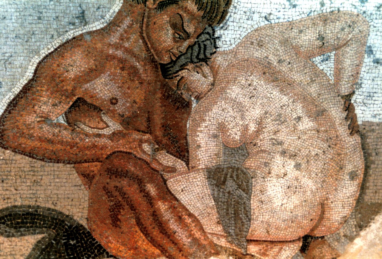 Satyyrin ja nymfin mosaiikki, House of Faun, Pompei, Italia tekijältä Unbekannt