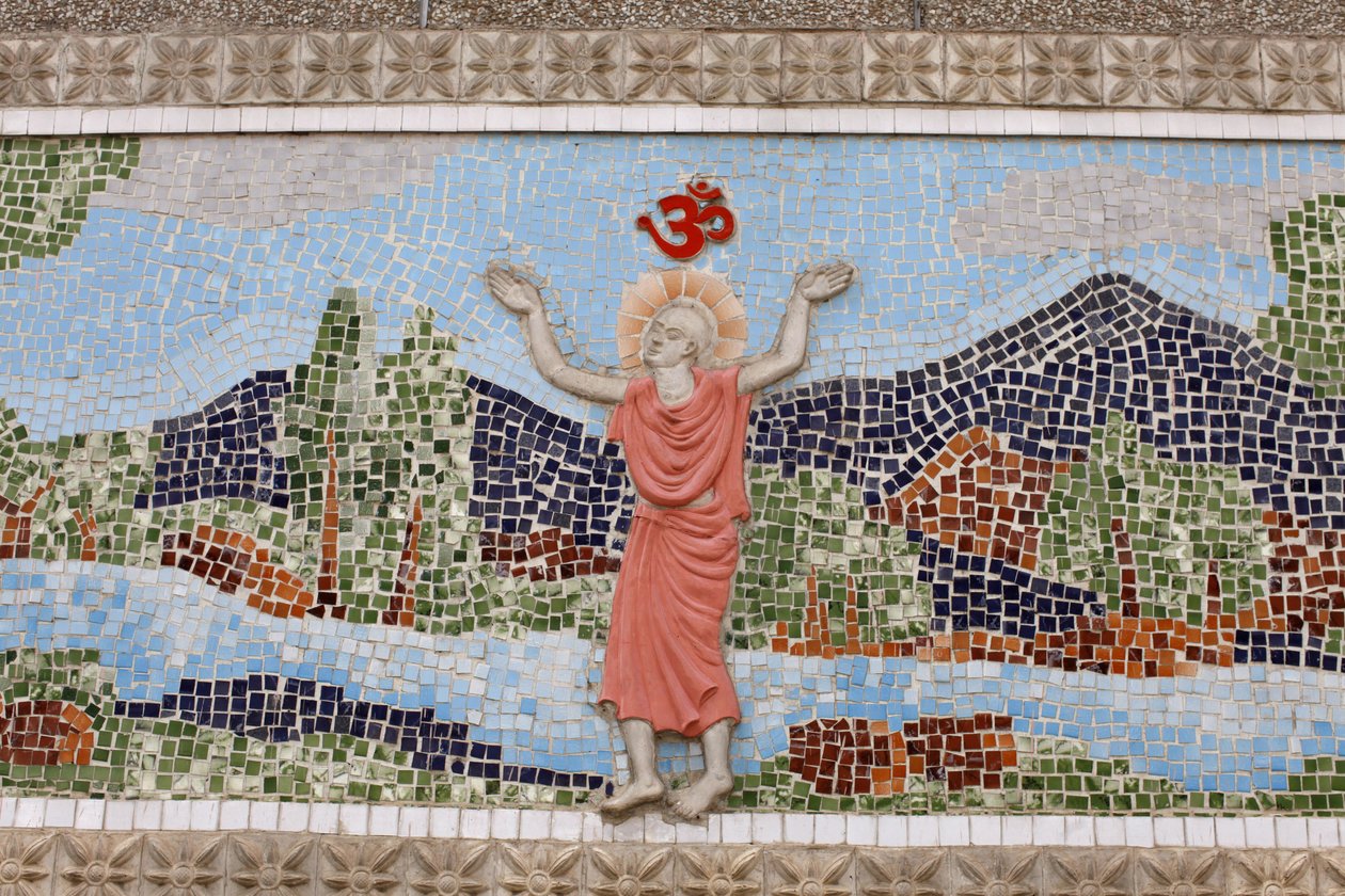 Mosaiikki Swami Sivanandan ashramin ulkopuolella Rishikeshissa, Rishikeshissä, Intiassa tekijältä Unbekannt