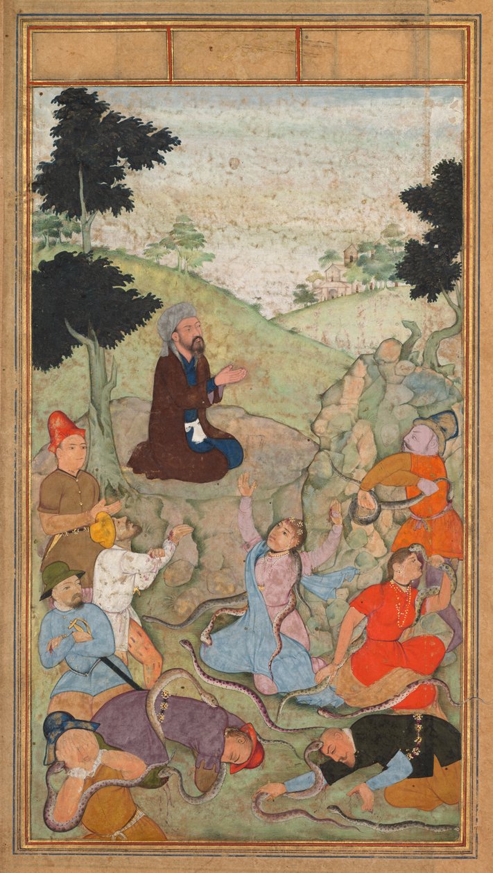 Mooses rukoilee lopettaakseen käärmehyökkäykset israelilaisia vastaan Mirat al-qudsista..., 1602-1604. tekijältä Unbekannt