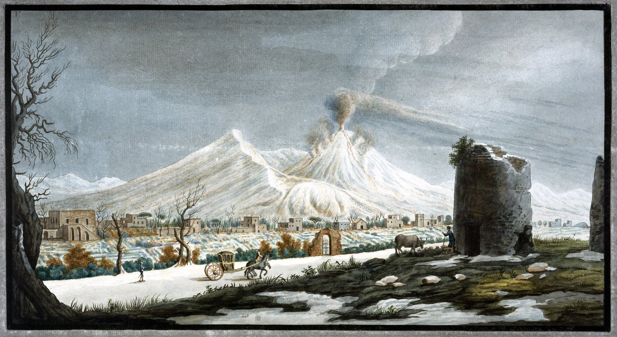 Vesuvius-vuori purkautuu, Napolin kuningaskunta, talvi 1767 tekijältä Unbekannt