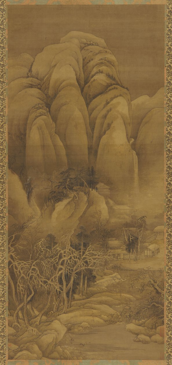 Mountain Hamlet Snow-, Ming- tai Qing-dynastian jälkeen, 1600-luku. tekijältä Unbekannt
