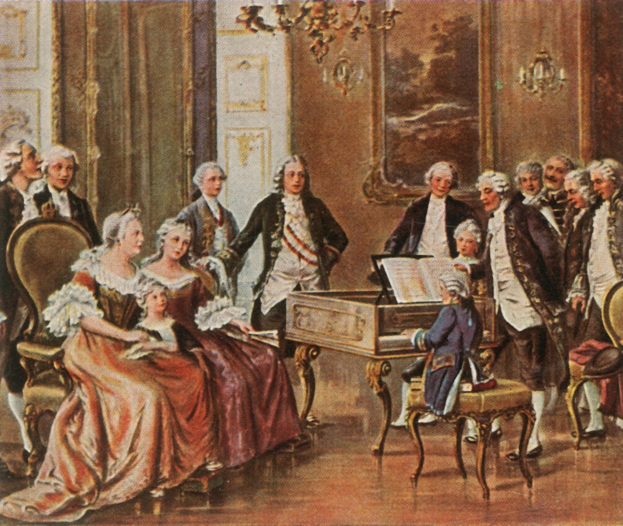 Mozart esiintyy keisarinna Maria Theresialle 1. lokakuuta 1762 1936. tekijältä Unbekannt