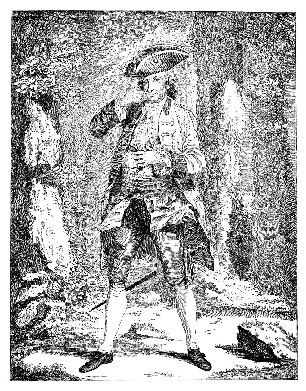 Herra Woodward Mercution hahmossa, 1753 tekijältä Unbekannt