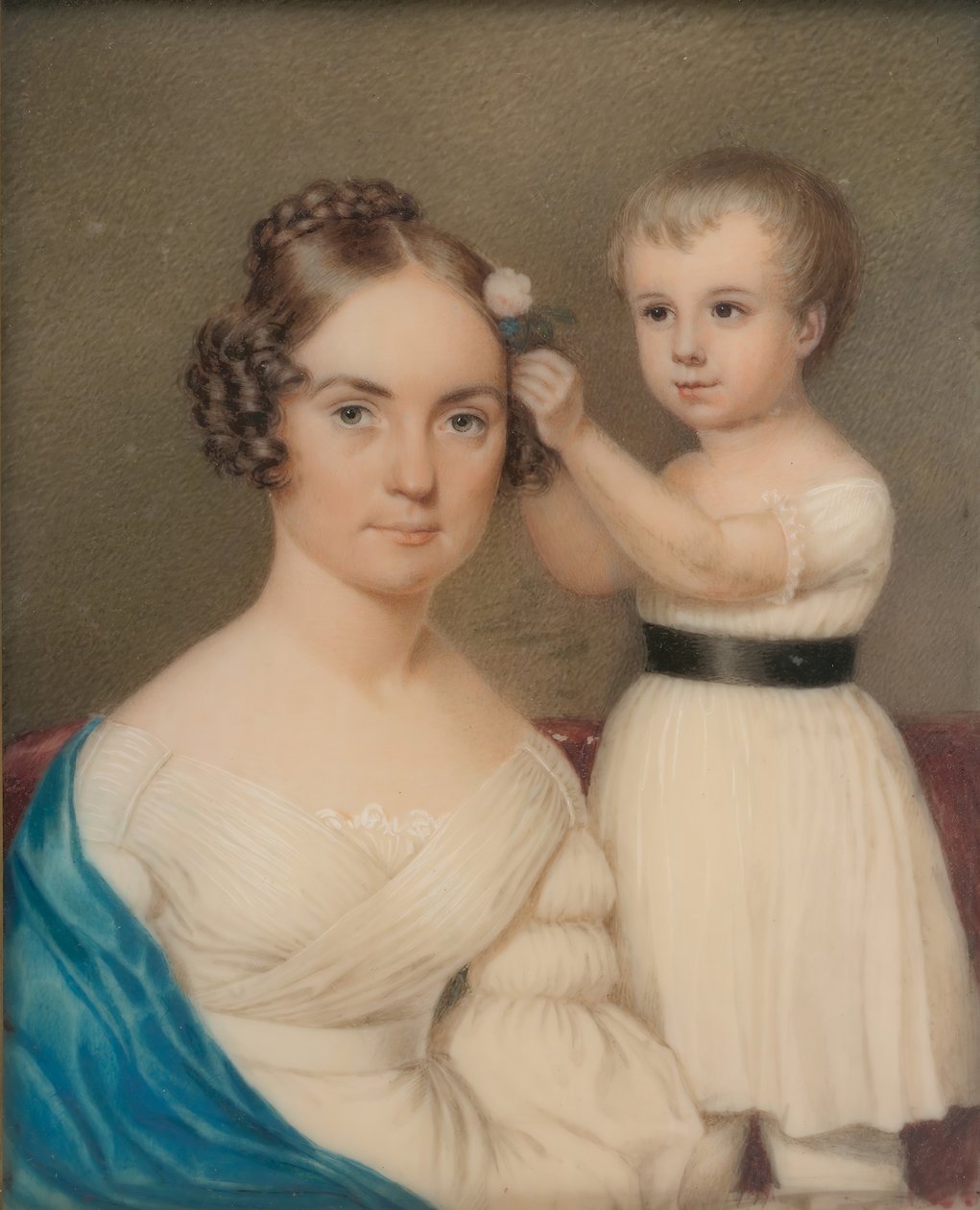 Rouva William Gordon Ver Planck ja hänen poikansa Samuel Hopkins Ver Planck, n. 1828. tekijältä Unbekannt