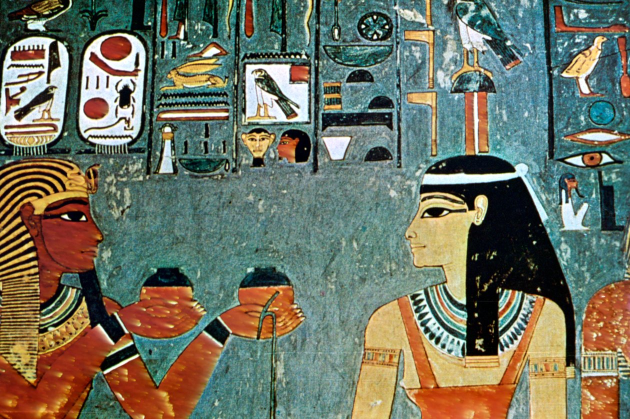 Seinämaalaus aatelisten haudoista, Thebasta, Luxorista, Egyptistä tekijältä Unbekannt