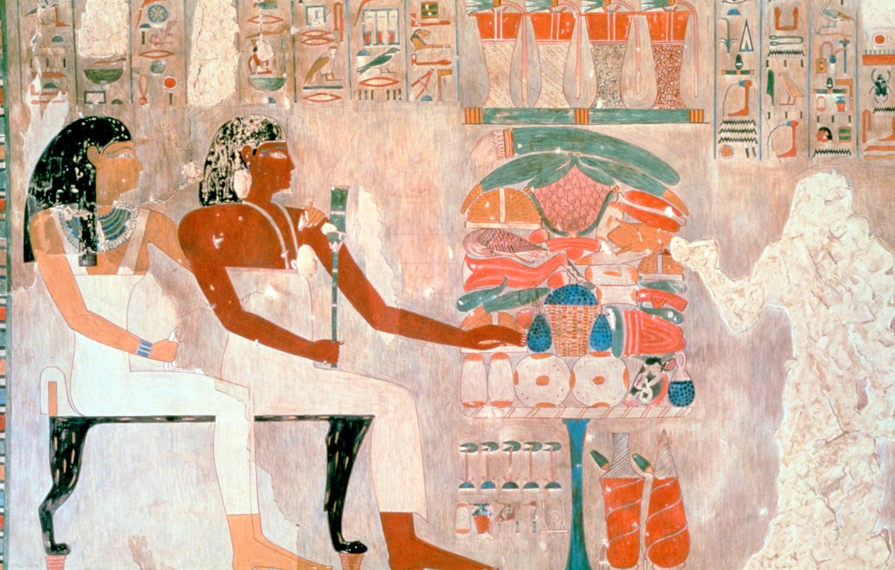 Seinämaalaus aatelisten haudoista, Thebasta, Luxorista, Egyptistä tekijältä Unbekannt