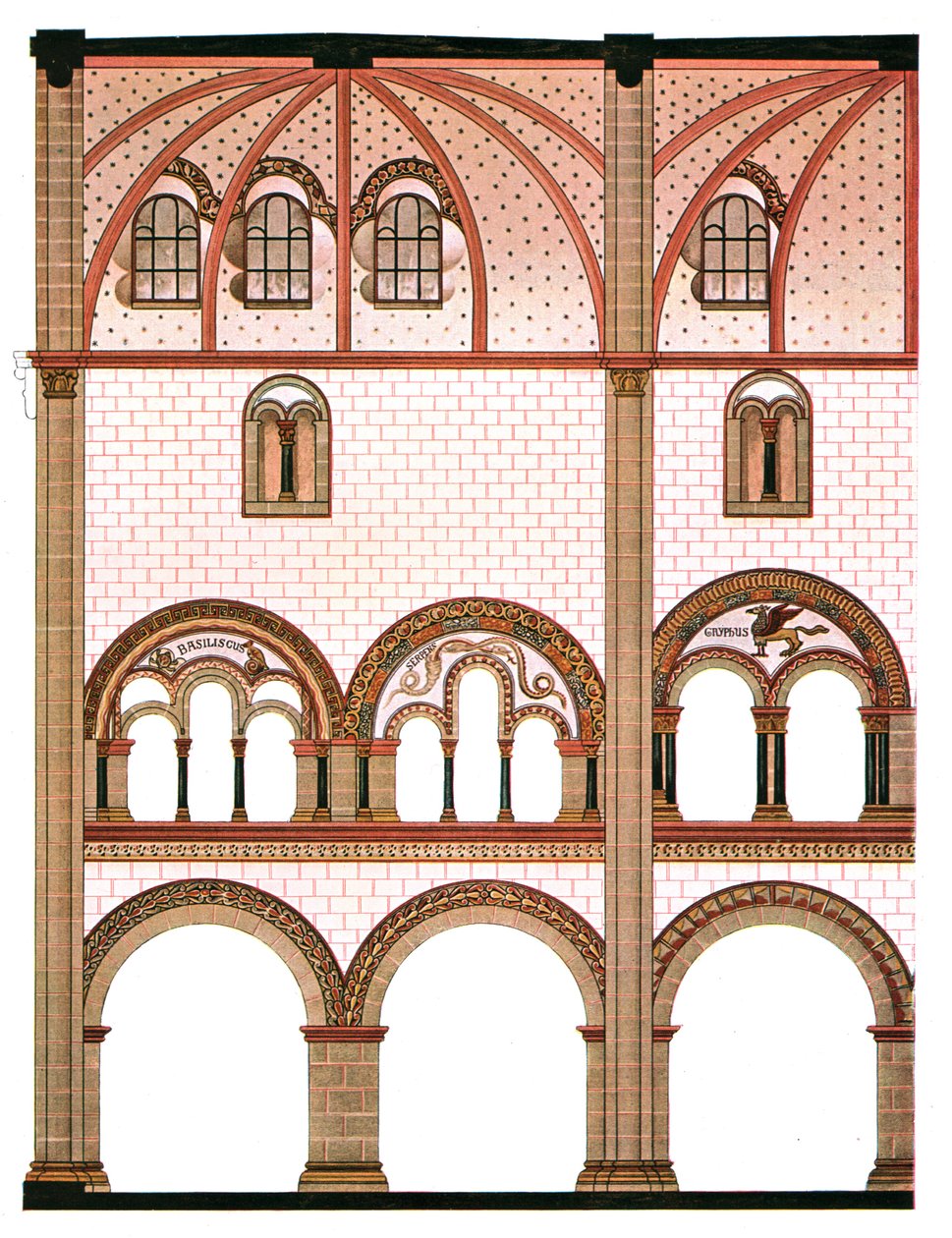 Seinämaalaus St Severus -kirkon naveessa Boppardissa, Saksassa, 1928. tekijältä Unbekannt