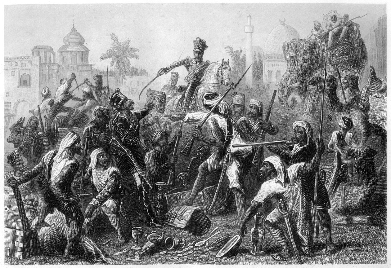 Kapinalliset Sepoys jakavat saaliita, 1857, c1860 tekijältä Unbekannt