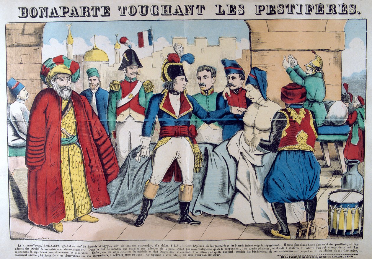 Napoleon Bonaparte vierailee Jaffan ruttokohtauksessa 11. maaliskuuta 1799, 1800-luku tekijältä Unbekannt