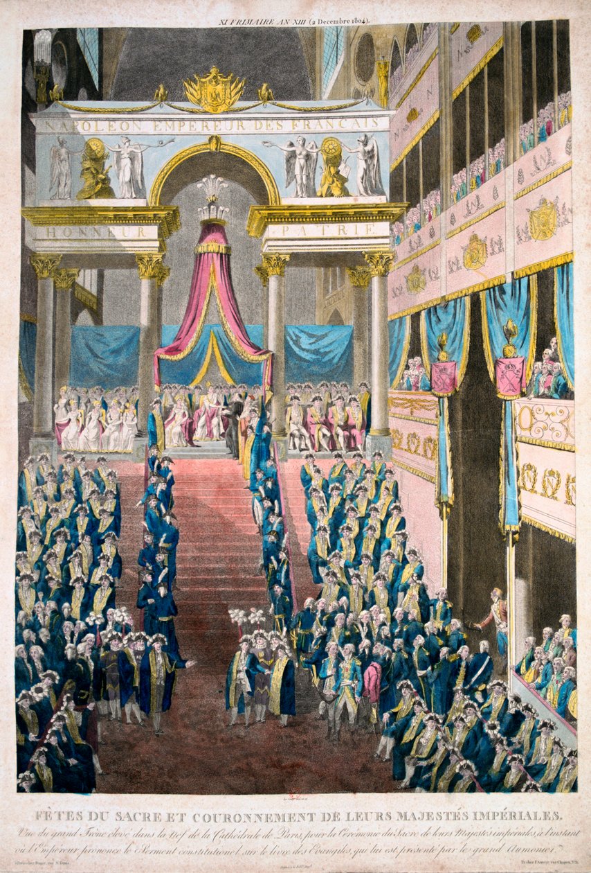 Napoleon Bonaparte kruunattiin keisari Napoleon I:ksi 2. joulukuuta 1804, 1800-luku tekijältä Unbekannt