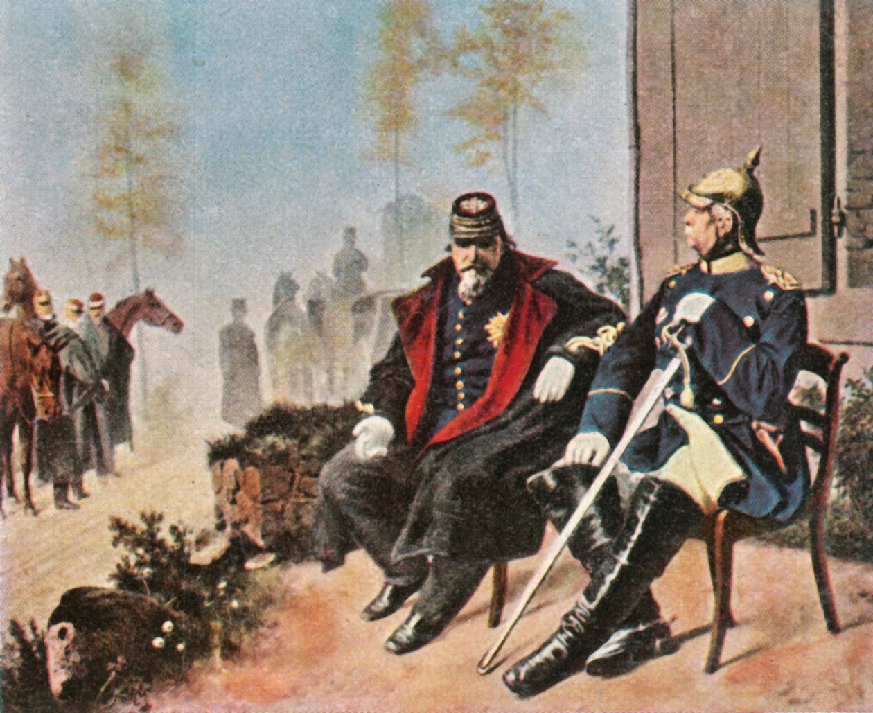 Napoleon III ja Bismarck kutojan mökillä Doncheryssa 2. syyskuuta 1870 1936. tekijältä Unbekannt