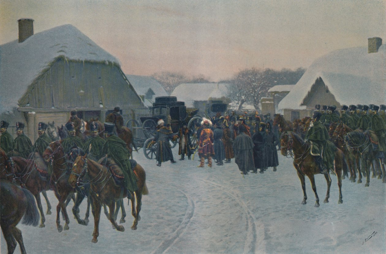 Napoleon jättää Ranskan armeijan Smorgonissa, 1812, 1896. tekijältä Unbekannt