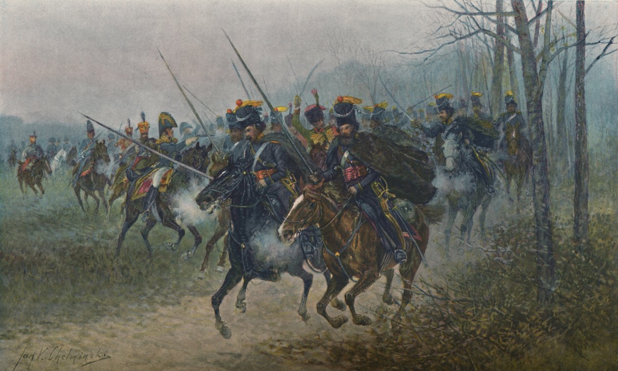 Napoleon ja hänen esikuntansa kasakat yllättivät, 1812, 1896. tekijältä Unbekannt
