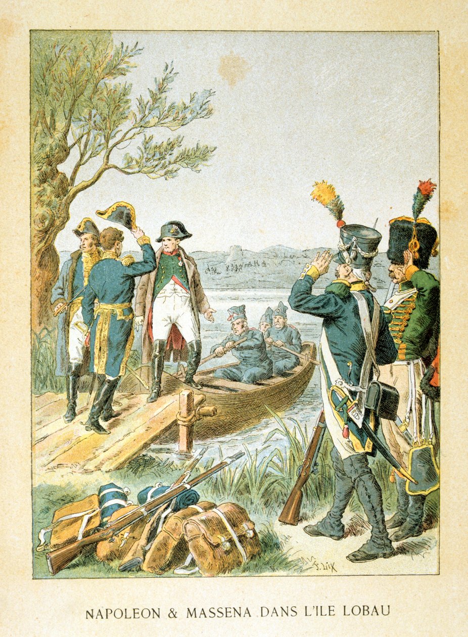 Napoleon ja Massena Lobaun saarella, toukokuu 1809, 1800-luku tekijältä Unbekannt