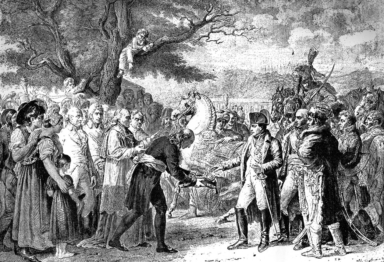 Napoleon saa Wienin, Schloss Schonbrunnin avaimet, 13. marraskuuta 1805 1882-1884 tekijältä Unbekannt