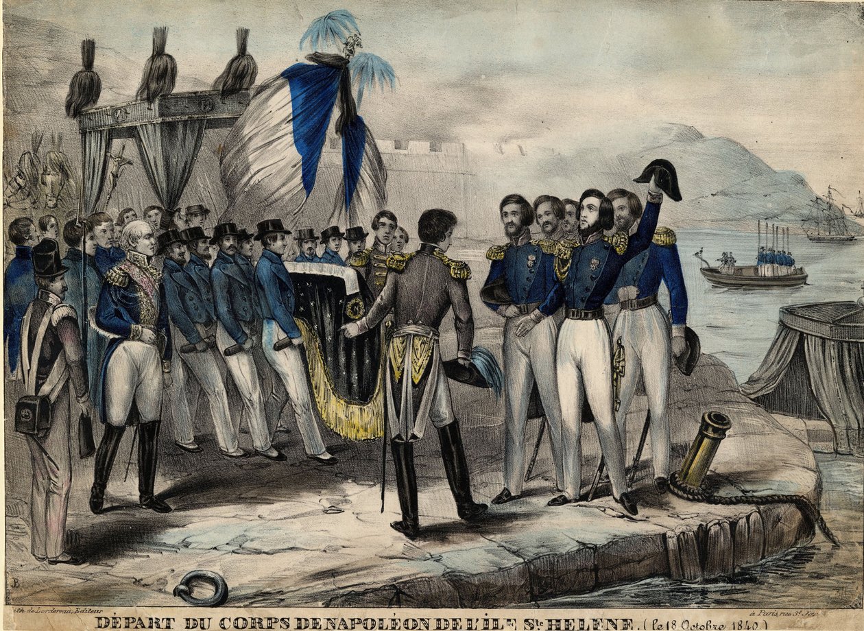 Napoleonin seurue ennen lähtöä St. Helenaan, n. 1840 tekijältä Unbekannt