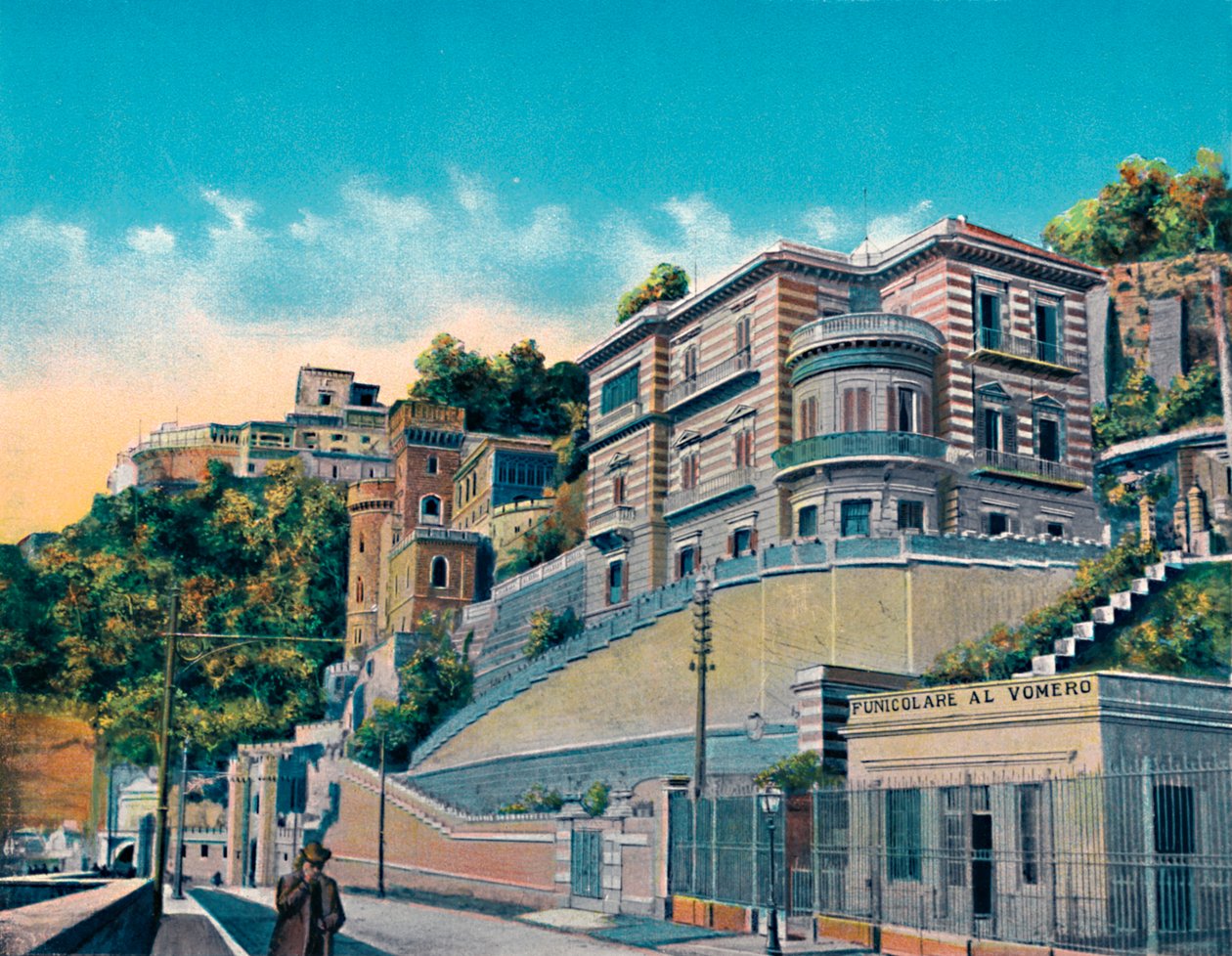 Napoli - Corso Vittorio Emanuele, Hotel Bertolini ja Vomeron köysirata, c1900. tekijältä Unbekannt
