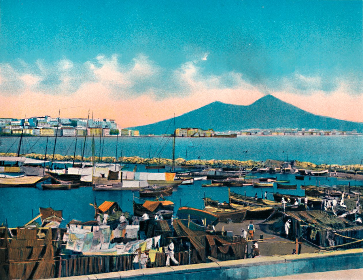 Napoli - Mergellina Vesuviuksen kanssa, Mergellina Vesuviuksen kanssa, c1900. tekijältä Unbekannt