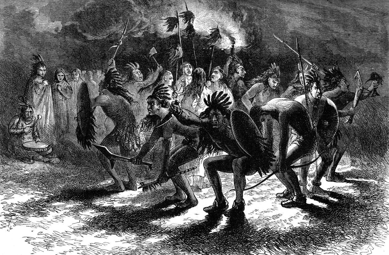 Amerikan intiaani päänahatanssi, 1600-luku vuodelta 1880 tekijältä Unbekannt